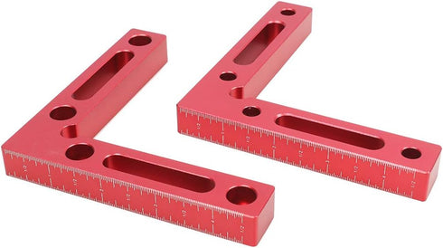 2PCS L shape 4.7" x 4.7" Red Aluminium Alloy 90 Degree Positioning Squares Right Angle Clamps Woodworking Carpenter Tool Corner Clamping Square fo...