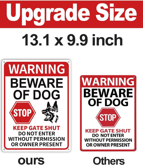 Beware of Dog Signs for Fence, 13"x9.9" Do Not Enter Sign, Reflective Tin Sign Great for Home Garden Fence Door Wall Decor...