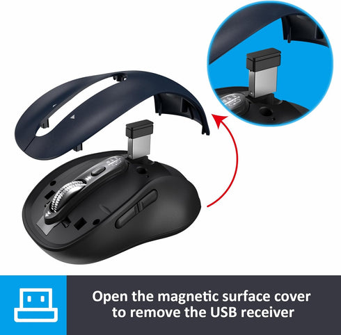 Wireless Bluetooth Mouse with 4 Way Scrolling, Rechargeable, 4 Level 3200 DPI, Quiet Click, 3 Devices Mice for Windows,Linux,Mac OS,iOS,Android (B...
