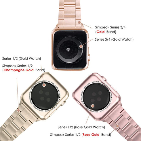 Simpeak Business Band Compatible with Apple Watch Series 10(42mm) Series 9 8 7 (41mm) 6 SE 5 4 (40mm) 3 2 1 (38mm), Women Men Stainless Steel Band...