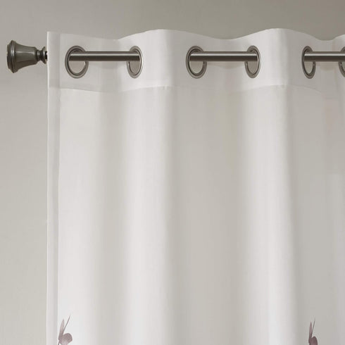Madison Park Cecily Semi Sheer SINGLE Panel Window Curtain Burnout Botanical Print, Easy To Hang, Fits up to 1.25" Diameter Rod, 50x84", Leaves Ma...
