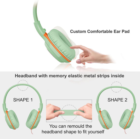 SIMOLIO Kids Headphones with Cord, Wired Headphones with Microphone for School Travel, 85dB/94dB/104dB Volume Limited, Portable Foldable & Adjusta...