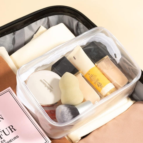 5 Pack Clear Plastic Zippered Toiletry Carry Pouch TSA Approved Toiletry Bag Portable Cosmetic Makeup Bag for Vacation, Bathroom and Organizing (W...