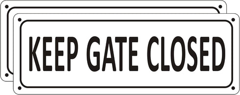 Keep Gate Closed Sign for Fence, (2 Pack) Metal Close Gate Signs, 10" x 3.5" Aluminum Outdoor Signs for Yard, Rust free, Fade Resistant,Weatherpro...