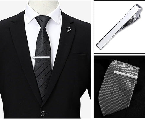 Classic Style Men's Tie Clips, Viaky Neck Ties Necktie Bar Pinch Clip with Gold Silver Black 3 Tone, Best Gifts for Your Father, Lover and Friends...