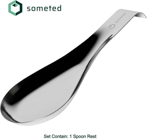 Large Stainless Steel Spoon Rest-Metal Spoon Rest - Ladle Rest Utensil for Kitchen Counter-Silver Spoon Rest-Spatula Ladle Holder-Spoon Holder for...