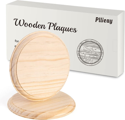 Pllieay 2Pcs 5 Inch Round Wooden Plaque Natural Pine Wood Base Unfinished Circle Plaque for Craft Projects and DIY Home Decoration...