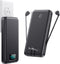 Portable Charger with Built-in Cables & AC Wall Plug,Ultra Slim 13800mAh USB-C Power Bank, 4 Output LCD Display External Battery Pack Phone Charge...