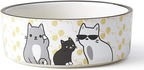 PetRageous 17013 Tangled Kitty Stoneware Dishwasher Safe Cat Bowl with 2-Cup Capacity 5-Inch Diameter by 2-Inch Tall Great for Small Cats or Large...
