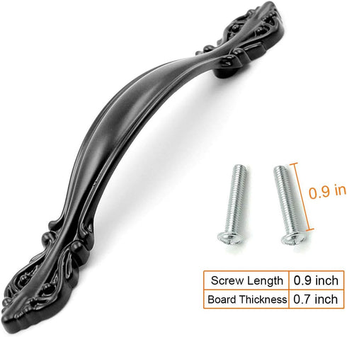 10 Pack Flat Black Cabinet Hardware Handle Pull - 2-1/2" (64mm) Hole Center, Drawer Handle Dresser Kitchen Cupboard Furniture Hardware Door Pull...