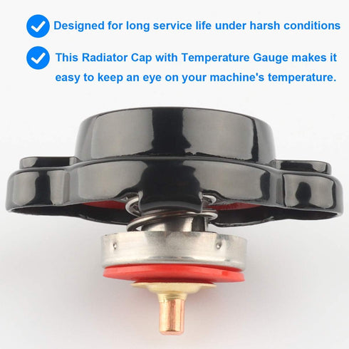 High Pressure Radiator Cap with Temperature Gauge, 1.8 Bar Radiator Cap 25.6psi Compatible with Honda, Kawasaki, Suzuki, Yamaha, Polaris Ranger, H...