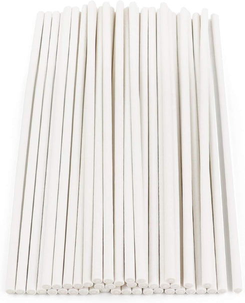 100Pcs 6 Inch Cake Pop Sticks, White Paper Lollipop Sticks, Paper Treat Sticks for Cookies, Candy, Chocolate, Cake Topper...
