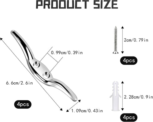 4 Pcs Hook for Blinds Cord,Zinc Alloy Blind Cord Holder with Screws Blind Cord Safety Rope Cleat Window Rope Cleat Hook Blind Accessories Hooks fo...