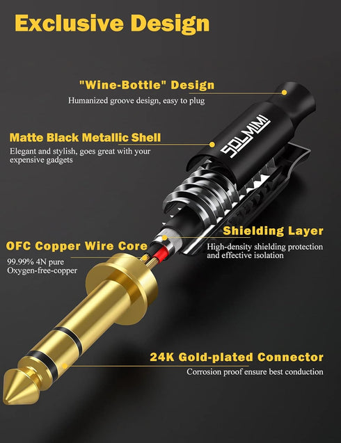 1/4 Headphone Adapter, 6.35mm Male to 3.5mm Female Audio Jack Adapter, Lossless Stereo Headphone Jack Adapter for Mixer Guitar Piano Amplifier Spe...