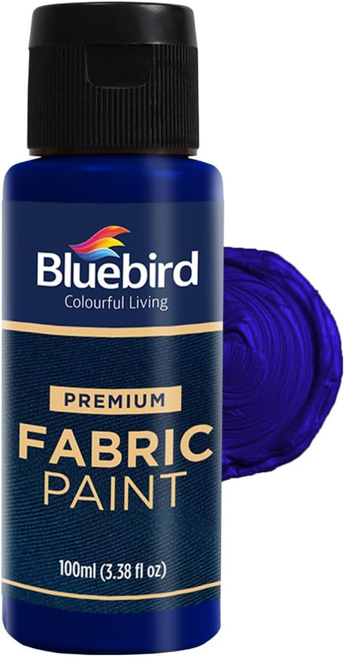 BLUEBIRD Fabric Paint, Pthalo Blue, 3.4 Fl Oz, Permanent Fabric Paints for Clothes, Furniture Upholstery...