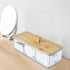 Acrylic Qtip Holder Dispenser with Wood Lid, 3 Compartment Cotton Ball Holder, Bathroom Organizer for Q Tip, Cotton Swab and Cotton Pad Holder, Va...