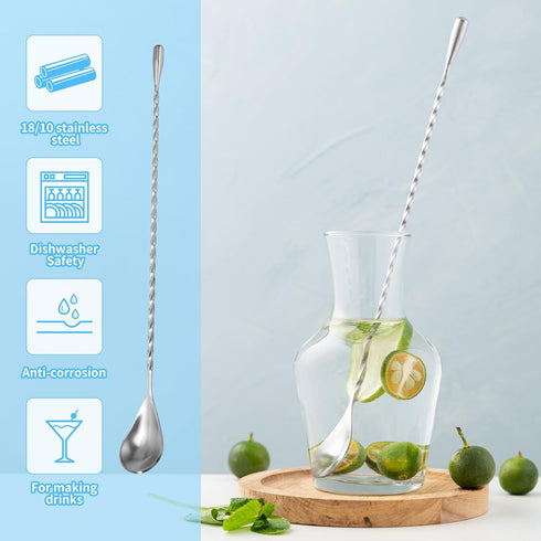 6 Pcs 12 Inch Bar Mixing Spoon Cocktail Spoon Stainless Steel Bar Long Spoon With Spiral Pattern...