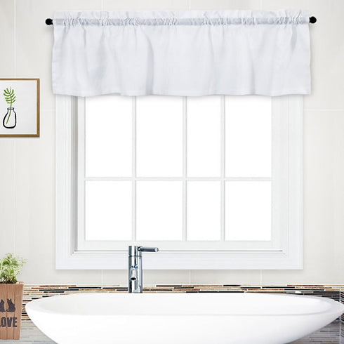 Curtain Valance,Waffle Weave Waterproof Window Valance for Bathroom,Rod Pocket Tailored Kitchen Valance Curtain Cafe Curtains - 60" x 15", White, ...