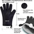 Silicone Cooking Gloves,Oven Mitts for Grilling,BBQ Mitt, Kitchen - Safe Handling of Pots and Pans, Extreme Heat Resistant BBQ, Internal Protectiv...