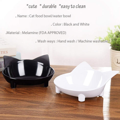 Cat Feeder - Melamine Cat Food Bowls, Set of 2, 8 oz, Whisker Relief, Non Slip, Dishwasher Safe, BPA Free, Modern Design for Small & Medium Breeds...