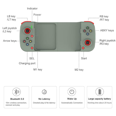 Joso Bluetooth Controller for iPhone, Android, Direct Play, Low Latency, Phone Controller Gamepad Joystick for Galaxy S23 S22 S21 20 Ultra, iPhone...