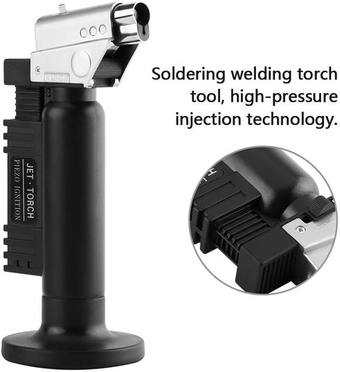 Kitchen Torch, Refillable Butane Torch Lighter Blow Torch with Safety Lock and Adjustable Flame for Baking, Cooking, Gold and Silver Jewelers, Met...