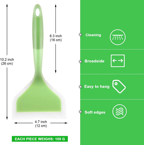 Shappy 2 Pcs Wide Silicone Spatula Tamagoyaki Shovel Turner Nonstick Fried Shovel Fish Spatula Silicone Wide Flexible Turner for Nonstick Cookware...