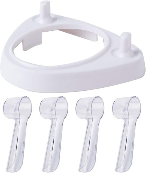 LazyMe Electric Toothbrush Heads Holder Charger Holders and 4 Toothbrush Heads Dust-Proof Covers for Oral-B Electric Toothbrush Series...