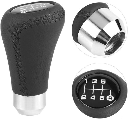 Car Gear Shift Knob ,Universal Car Vehicle 6 Speed Gear Shift Knob PU Shifter Stick with 3 Hoses(Black)...