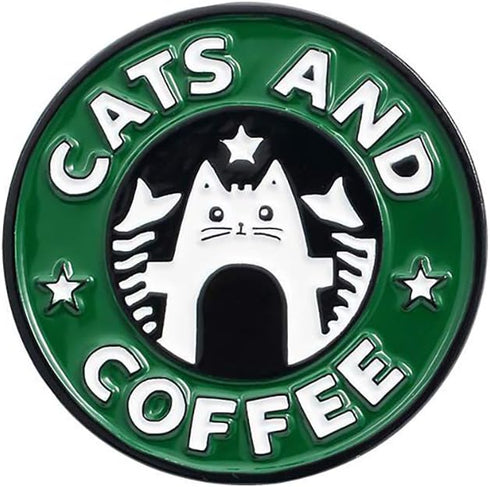 Handmade Cats and Coffee Enamel Pin Brooch Badge - Lapel Pin - Deluxe Gift Decoration...