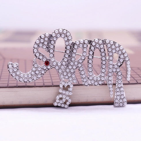 Pearl Elephant DST Sorority Pin Soror Greek Delta Brooch Social Womenhood Gift Jewelry For Clothing Bag...