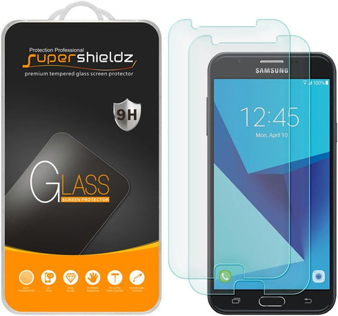 Supershieldz (2 Pack) Designed for Samsung Galaxy J7 V and Galaxy J7V (1st Gen SM-J727V) (Verizon) Tempered Glass Screen Protector, 0.33mm, Anti S...