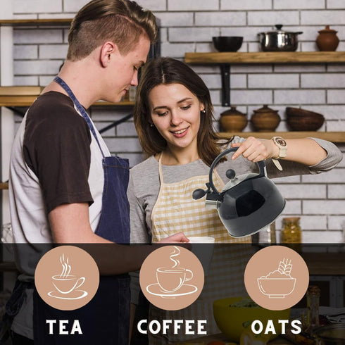 2.5 Liter Whistling Tea Kettle - Modern Stainless Steel Whistling Tea Pot for Stovetop Hot Water Boiler with Cool Grip Ergonomic Handle (Silver, 2...
