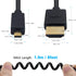 Duttek Extreme Thin Coiled Micro HDMI to HDMI Cable 6FT/1.8M, HDMI to Micro HDMI 2.0 Cable Compatible 4K@60Hz, 1080P, 4K, 3D, and Audio Return Cha...