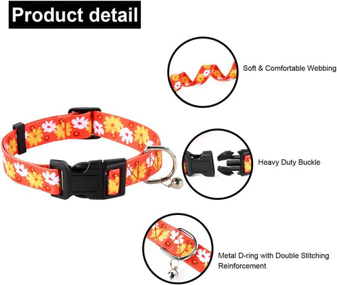 Adjustable Dog Collar with bell-Special Design Patterns, Ultra Comfy Soft Nylon Breathable Pet Collar for Small Medium Large Dogs...