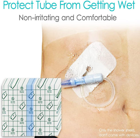 Dialysis Catheter Shower Cover 8"x8", Waterproof Peritoneal Dialysis Chemo Port Protector for PD Chest Catheter Peg Feeding Tube G-Tube Picc Line ...