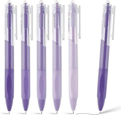 YISAN Retractable Gel Pens,0.5mm,Black Ink,Quick Dry,Fine Tip,Fine Point Aesthetic Pens for Note Taking,Journaling,Office,5 Pcs,Purple Tone,71006...
