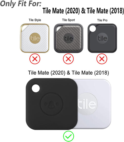 Silicone Case for Tile Mate (2020) & Tile Mate (2018), Soft and Flexible, Scratch/Shock Resistant Cover with Carabiner for Tile Mate Tracker (Blac...