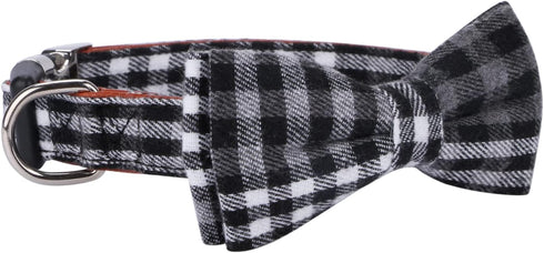 Soft &Comfy Bowtie Dog Collar,Detachable and Adjustable Bow Tie Collar,for Small Medium Large Pet (Medium (Pack of 1), Black and Whit)...