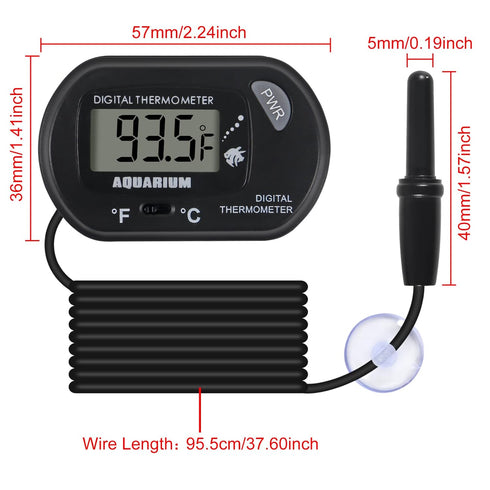 6 PackLCD Digital Aquarium Thermometer Fish Tank Water Terrarium Temperature with Suction Cup for Fish Tank Water Terrarium...