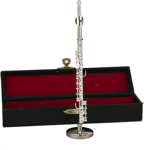 Dselvgvu Copper Miniature Flute with Stand and Case Mini Musical Instrument Miniature Replica Dollhouse Model Mini Flute Home Ornament (5.39inch S...
