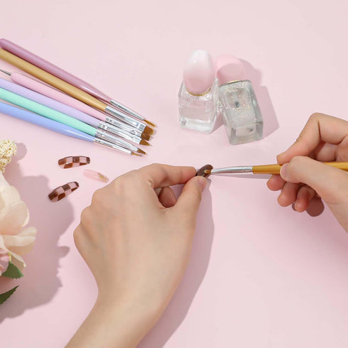 Qianyu 8 Pcs Gel Nail Art Brush Set Acrylic Nail Painting Sculpting Brush for Salon at Home DIY Manicure with Tips Builder Dotting Carving Pen and...