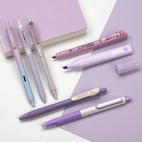 WRITECH Gel Pens Journaling Highlighters: Journal Set Aesthetic Assorted Pastel Color Ink 0.5mm Fine Point Retractable 0.7mm Black Pen Smooth Writ...