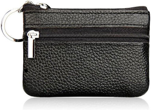 Keychain Purse Small, iToolai Women's Genuine Leather Zipper Mini Coin Bag Credit Card Holder (Black)...