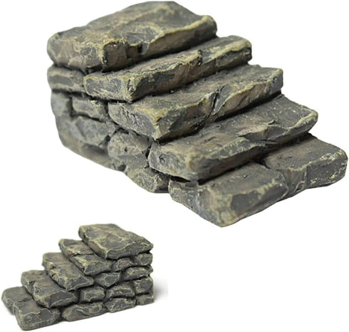 Gray Outdoor Décor Miniature Resin Bridge Stair Stone Straight Bridge Stairs Stone Steps Garden Fairy Ornament Flower Pot Plant Micro Landscaping ...