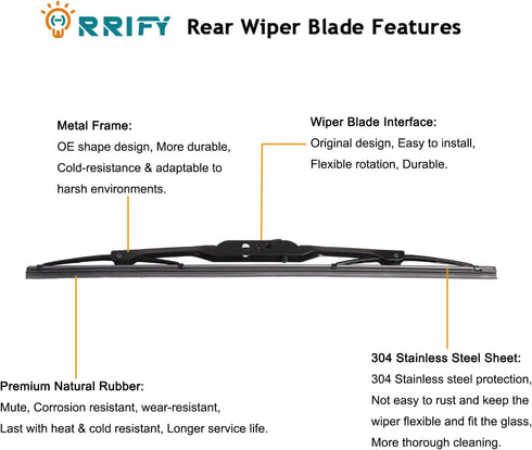 Rear Windshield Wiper Arm Blade Set for Dodge Grand Caravan 2008-2010, for Chrysler Town & Country 2008-2010 minivan Back Windshield Wiper Assembl...