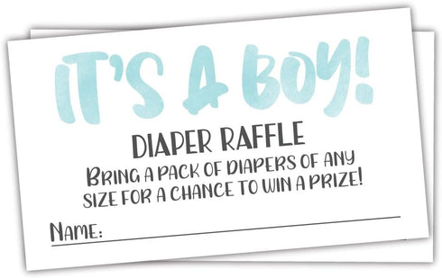 50 Blue Watercolor It’s A Boy Diaper Raffle Tickets - Boy Baby Shower Game...