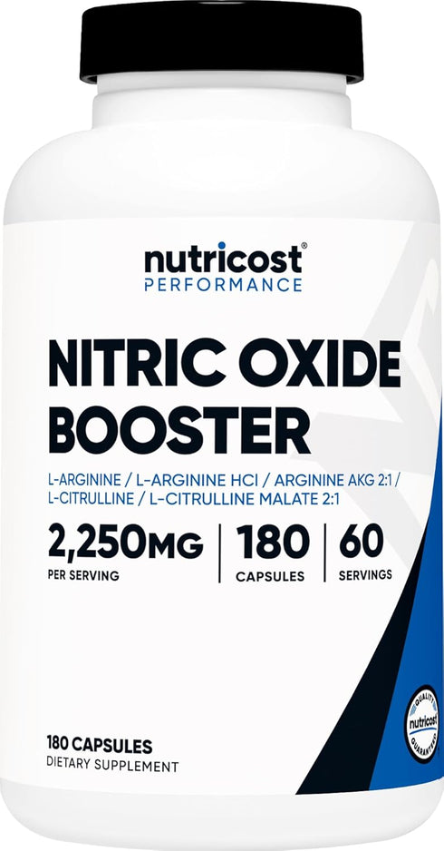 Nutricost Nitric Oxide Booster 2250mg, 180 Capsules - 750mg Per Casule, 60 Servings - Gluten Free and Non-GMO...