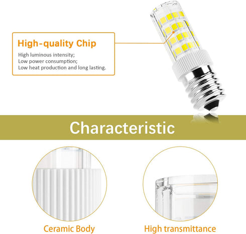 DiCUNO E17 LED Bulb, Appliance Bulbs, Microwave Oven, Stovetop Light, 4W 400lm, Daylight White 6000K, Non-dimmable 40w Equivalent Replacement for ...