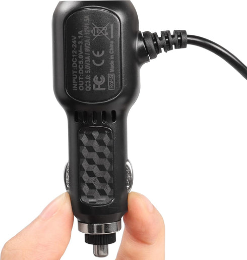 MEIRIYFA Dash Cam Power Cable, Dash Cam Charger Mini USB, QC3.0 Fast Vehicle Car Charger with Dual USB Ports for Various Models of Car DVR, Naviga...
